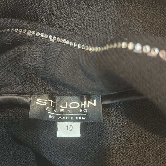 St. John Evening Santana Knit Black Blazer with Swarovski Crystal Accents